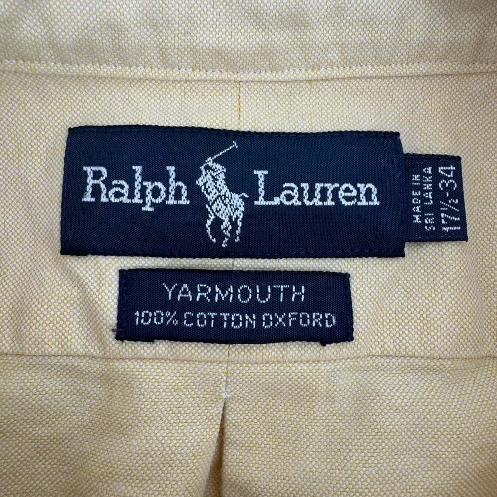Ralph Lauren Yarmouth Oxford Button Down Shirt Mens 17 1/2 34 Yellow Polo Player - Picture 8 of 11